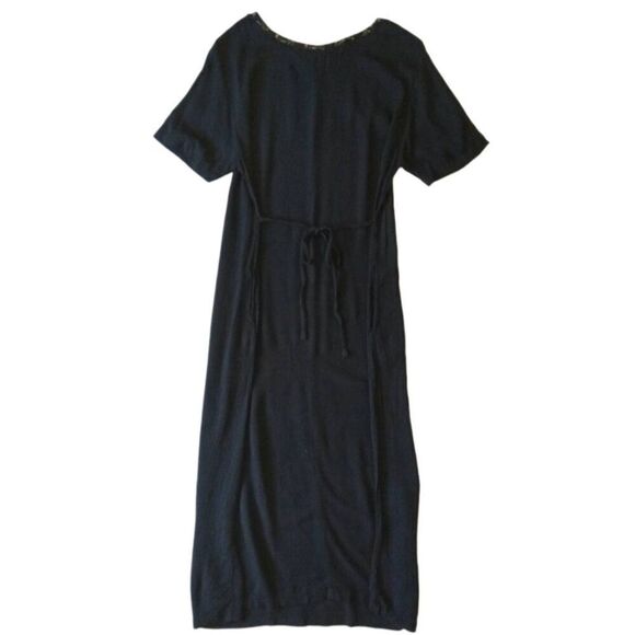 Delores Bell Vintage Black Lightweight Crinkled Fabric Maxi Dress Women's Medium - Picture 2 of 12